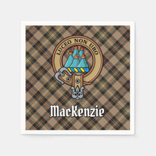 Serviette En Papier Clan MacKenzie Crest sur Tartan de chasse Brown
