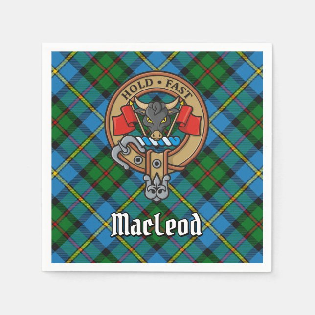 Serviette En Papier Clan MacLeod Crest sur la chasse Tartan (Devant)