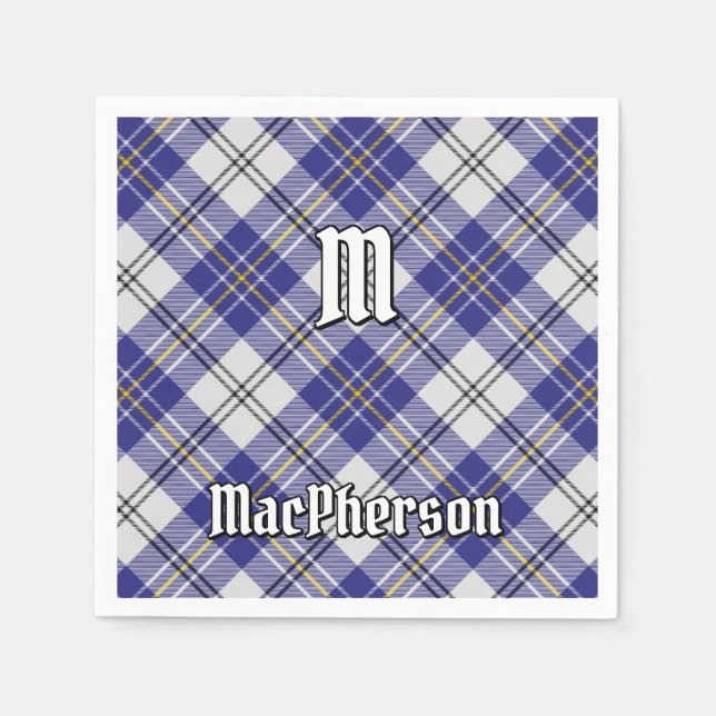 Serviette En Papier Clan MacPherson Robe Bleue Tartan Napkins (Devant)