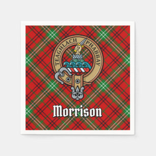 Serviette En Papier Clan Morrison Crest sur Red Tartan