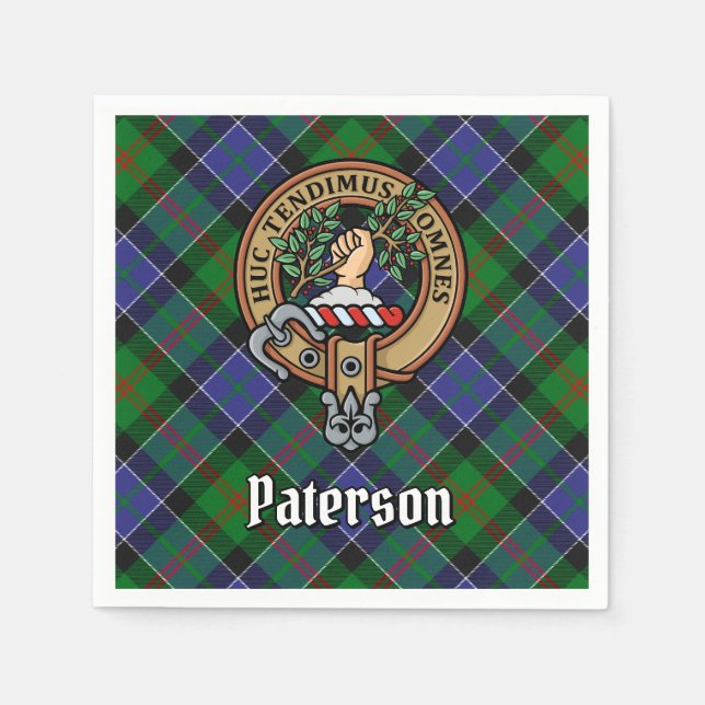 Serviette En Papier Clan Paterson Crest sur Tartan (Devant)