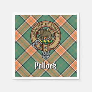 Serviette En Papier Clan Pollock Crest sur Tartan