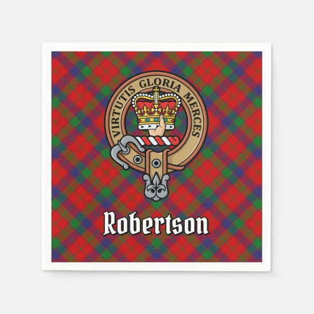 Serviette En Papier Clan Robertson Crest sur Tartan (Devant)