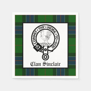 Serviette En Papier Clan Sinclair Crest Badge et Tartan
