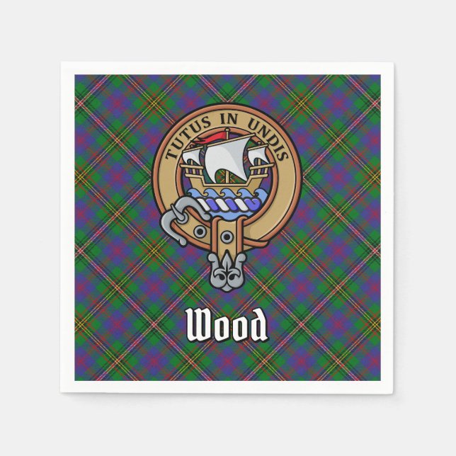 Serviette En Papier Clan Wood Crest sur Tartan (Devant)