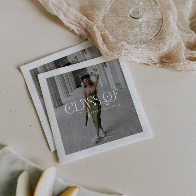 Serviette En Papier Class Of | Modern Personalized Graduation Photo (Créateur téléchargé)