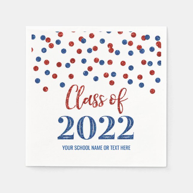 Serviette En Papier Classe Blue Red Confetti de 2022 (Devant)