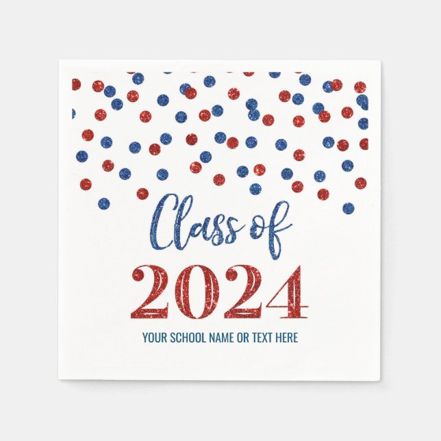 Serviette En Papier Classe Confetti Bleu Rouge de 2024 serviettes (Devant)