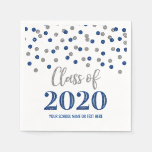 Serviette En Papier Classe Confetti d'argent bleu foncé de 2020