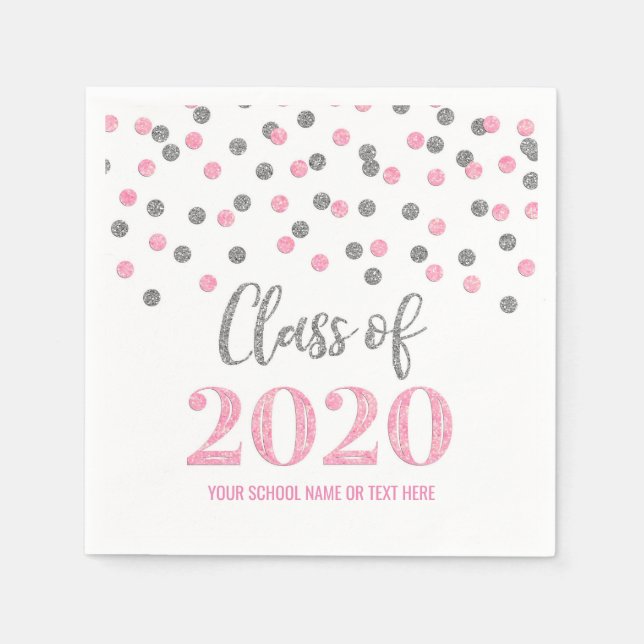 Serviette En Papier Classe Confetti en Argent Rose de 2020 (Devant)