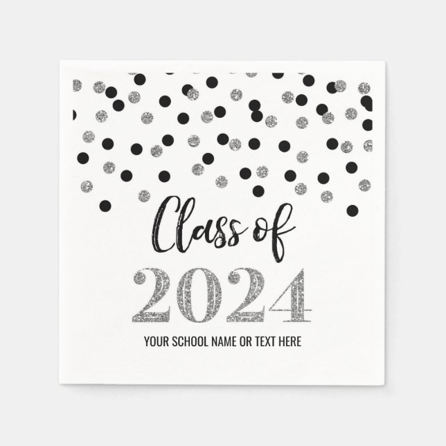 Serviette En Papier Classe Confetti Noir Argent de 2024 Napkins (Devant)