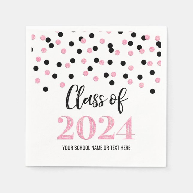 Serviette En Papier Classe Confetti Noir Rose de 2024 serviettes (Devant)