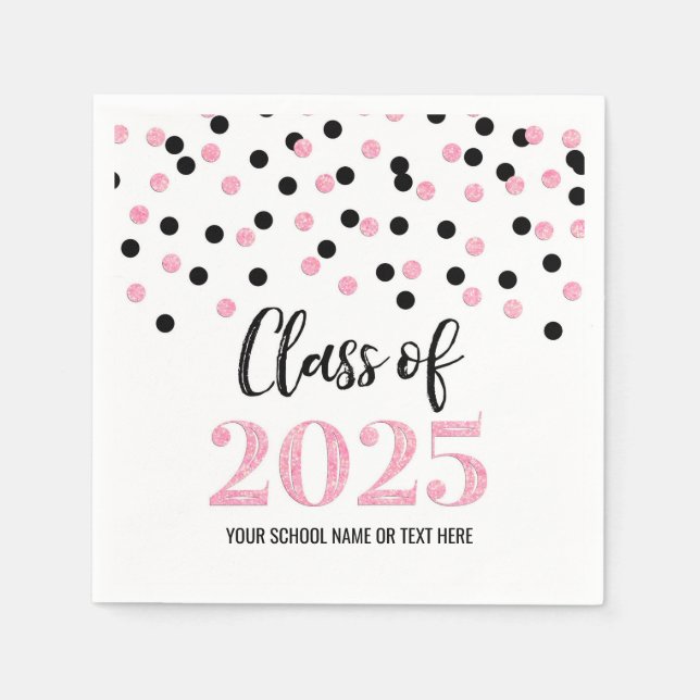Serviette En Papier Classe Confetti Noir Rose de 2025 serviettes (Devant)