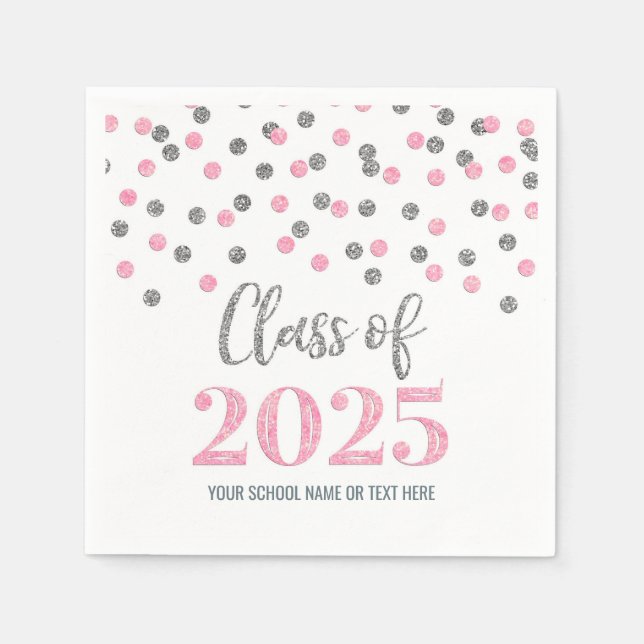 Serviette En Papier Classe Confetti Rose Argent de 2025 Napkins (Devant)