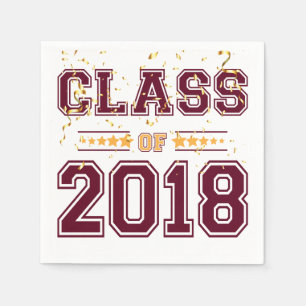 Serviette En Papier Classe de 2018 Grad Party Bourgogne et Jaune 2
