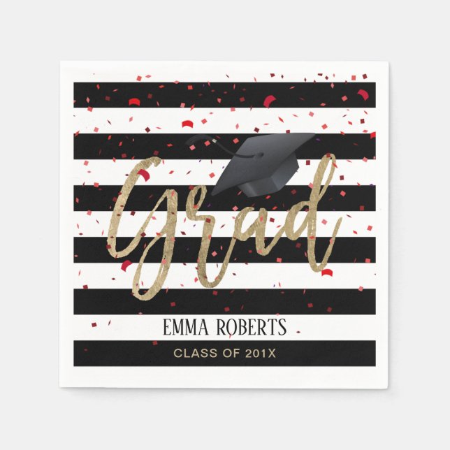 Serviette En Papier Classe de 2019 Moderne Stripes Graduation (Devant)