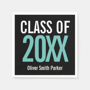 Serviette En Papier Classe de 2019 Turquoise Bold Graduation moderne