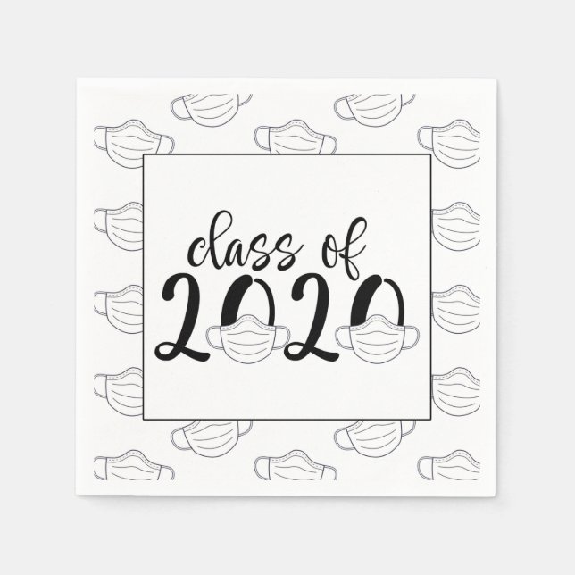 Serviette En Papier Classe de 2020 Graduation Napkin - Masque Visage (Devant)