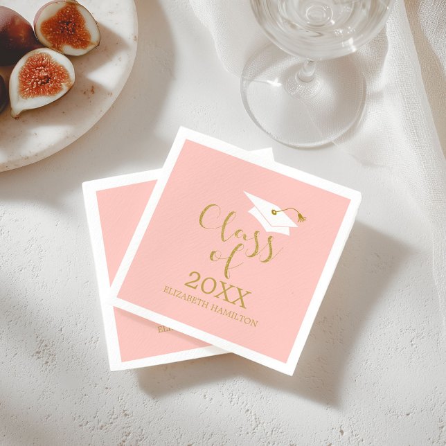 Serviette En Papier Classe de 2021 Grad Casquette Gold Parties scintil (Créateur téléchargé)