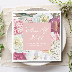 Serviette En Papier Classe de 2022 Aquarelle Florale Graduation