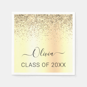 Serviette En Papier Classe de 2022 Gold Black Parties scintillant Grad