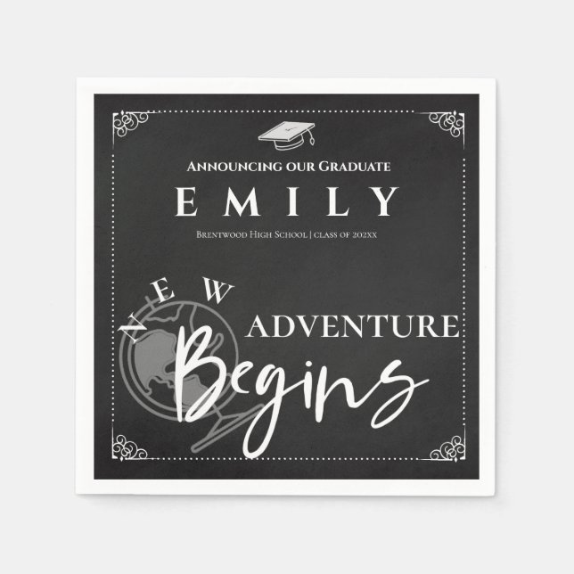 Serviette En Papier Classe de 2025 Aventure commence la fête de gradua (Devant)