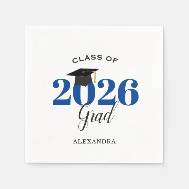 Serviette En Papier Classe de 2025 Graduate Modern Blue (Devant)