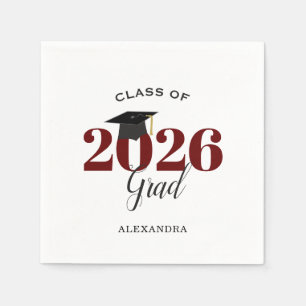 Serviette En Papier Classe de 2025 Graduate Modern Maroon