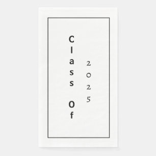 Serviette En Papier Classe De 2025 Graduation Party Noir Blanc Simple