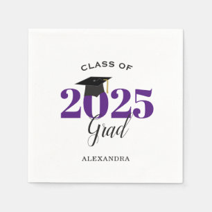 Serviette En Papier Classe de 2025 Gradué Moderne Purple