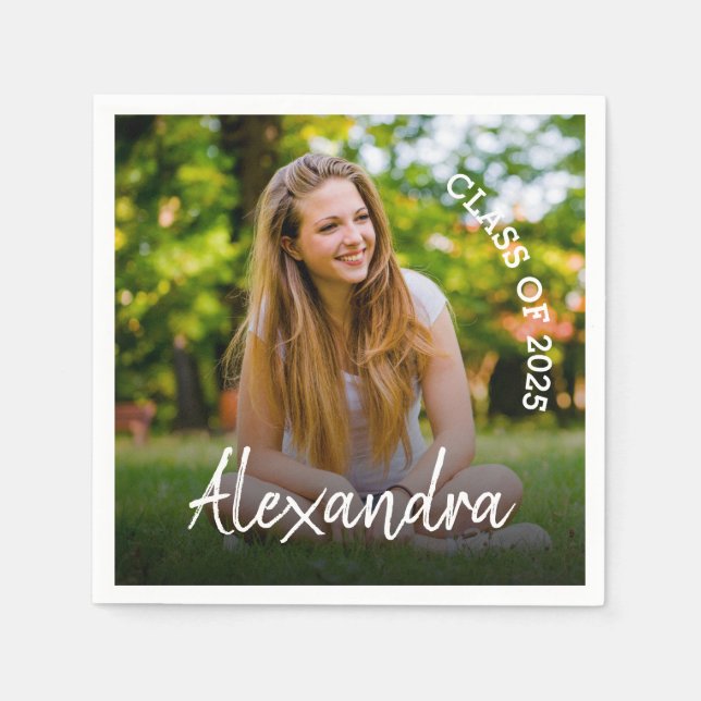 Serviette En Papier Classe de 2025 Photo Graduation Party (Devant)