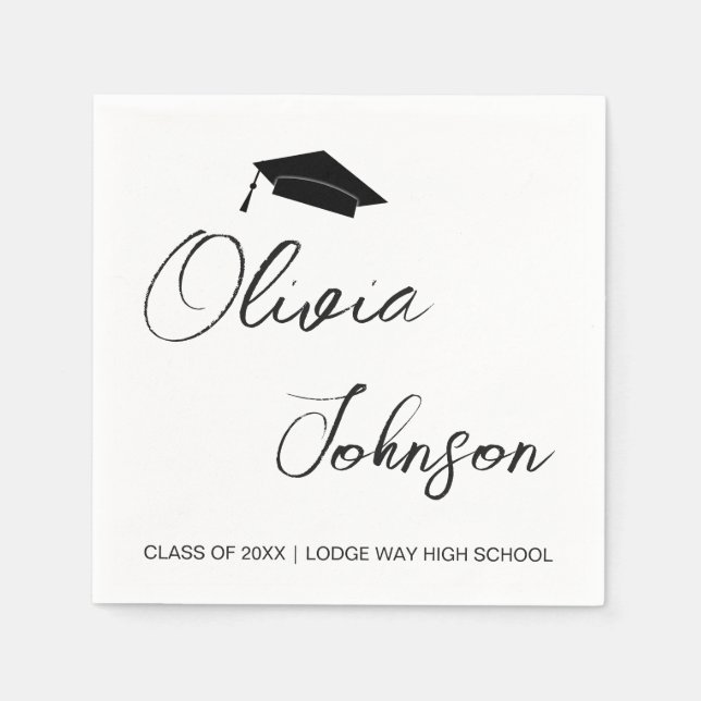 Serviette En Papier Classe De Diplôme De 2024 | Livre blanc noir (Devant)