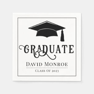 Serviette En Papier Classe De Graduation De 2023 Livre Blanc Noir Napk