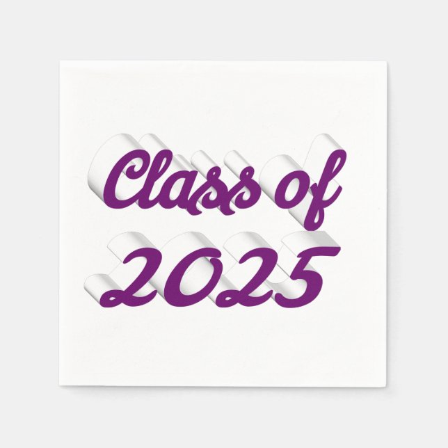 Serviette En Papier Classe de graduation de script violet 2025 (Devant)