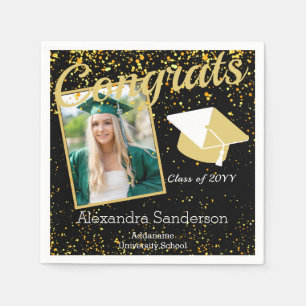 Serviette En Papier Classe de graduation Gold Black White Photo de 202