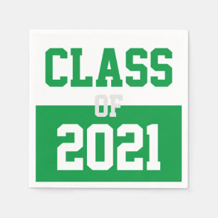 Serviette En Papier Classe de Graduation Green & White de 2024