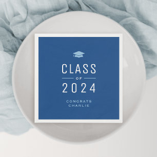Serviette En Papier Classe de Typographie Moderne Bleue de 2024 Gradua