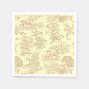 Serviette En Papier Classé Élégant Chic Horses Toile Beige Crème