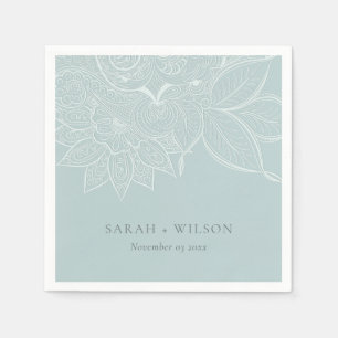 Serviette En Papier Classé élégant Mariage Bleu Paisley Dusky
