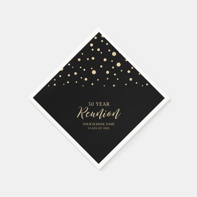 Serviette En Papier Classe Gold & Black Chic Confetti Réunion (Coin)