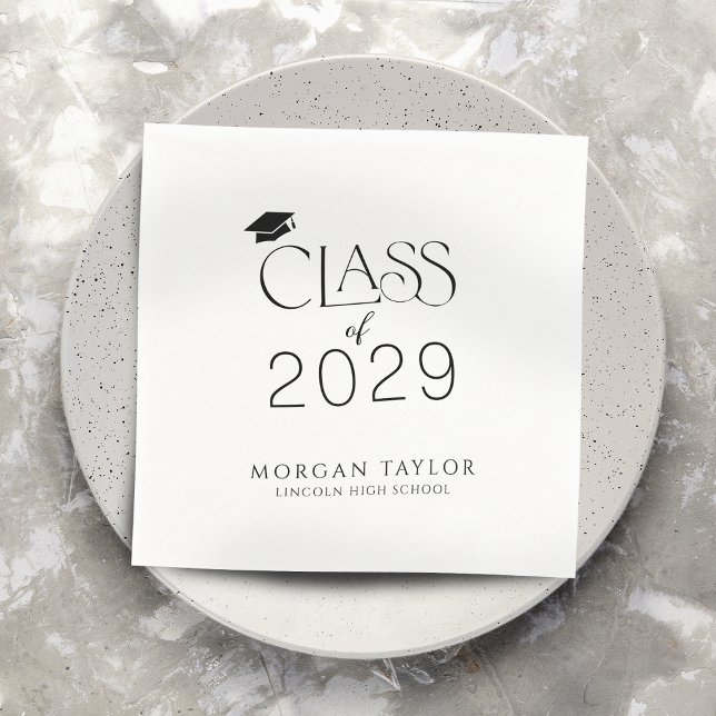 Serviette En Papier Classe minimale d'élégance gracieuse de 2025 Gradu (Minimal Graceful Elegance Class of 2025 Graduate Napkins)