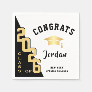 Serviette En Papier Classe moderne de 2024 Golden Red Graduation Party