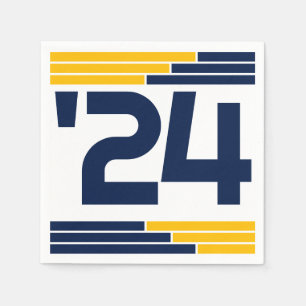 Serviette En Papier Classe Navy & Gold Bars de '24 Grad Party