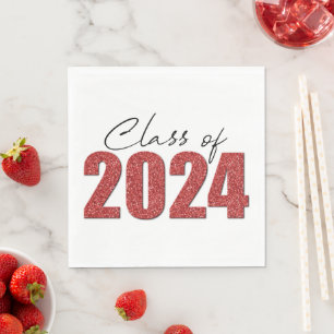 Serviette En Papier Classe Parties scintillant rouge de 2024
