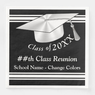 Serviette En Papier Classe Retrouvailles - Noir et Blanc (TOUTES COULE