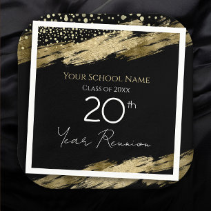 Serviette En Papier Classe Réunion Noir et Or