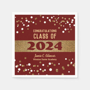 Serviette En Papier Classe rouge Bourgogne personnalisée de 2024 Gradu