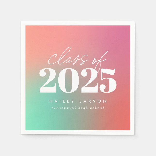 Serviette En Papier Classe tendance de 2024 Pink Gradient Graduation (Devant)