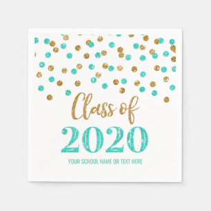 Serviette En Papier Classe Turquoise Gold Confetti de 2020