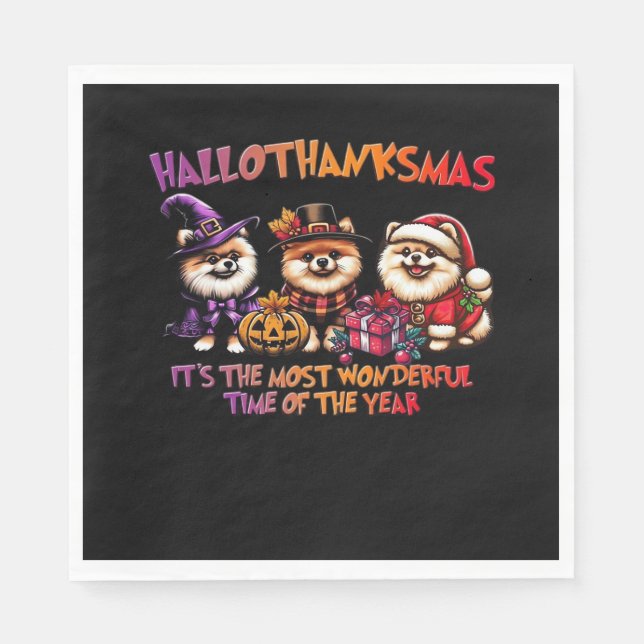 Serviette En Papier Classi de Noël d'Halloween de Poméranie (Devant)
